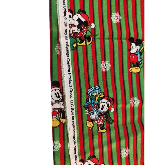 Disney Mickey & Minnie Christmas Stripe Cotton Fabric 1 Yard x 45 Inches - Picture 7 of 11